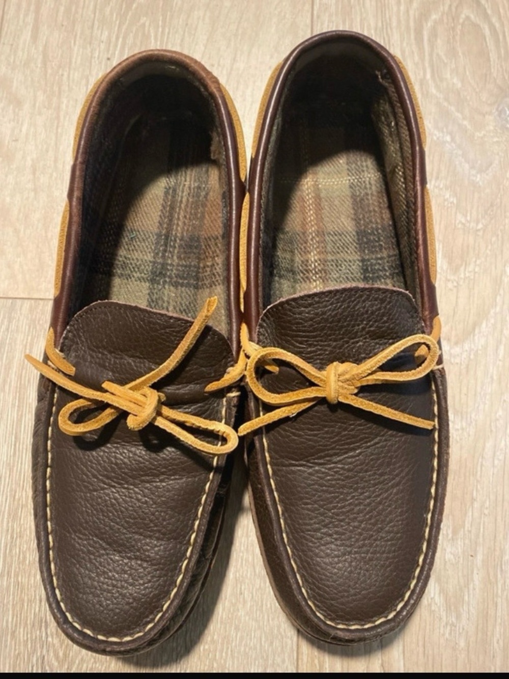 Men's Brown Leather L.LBean Slippers.size 10